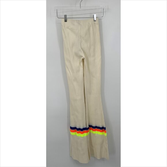 FillesAPapa flared ribbed stretch pants cream fringe orange blue yellow new 2 XS - Picture 5 of 8